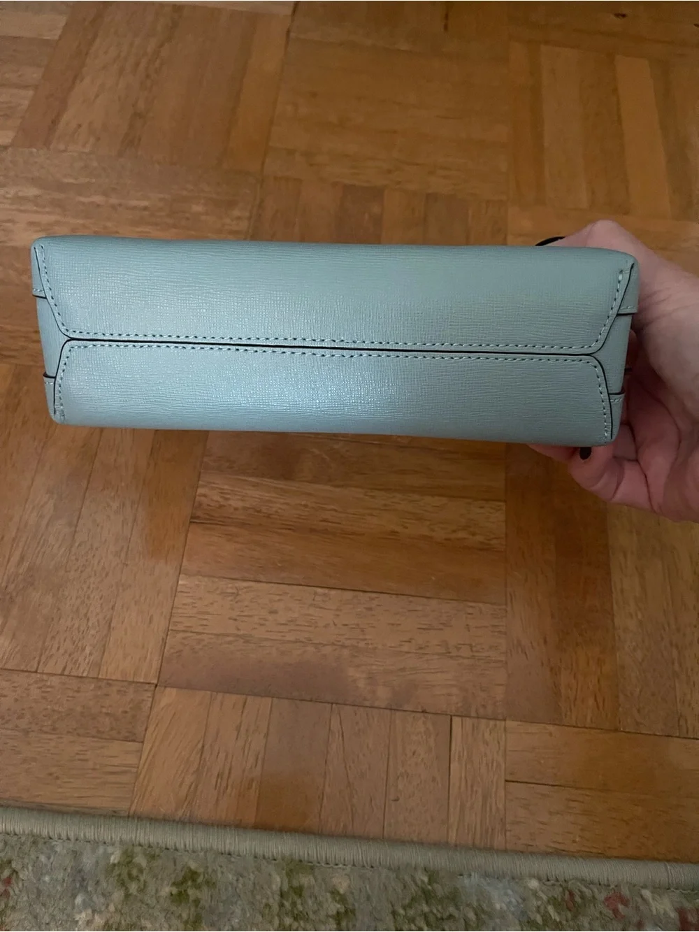 kate spade Light Blue Leather Dome Crossbody with Gold Chain Strap